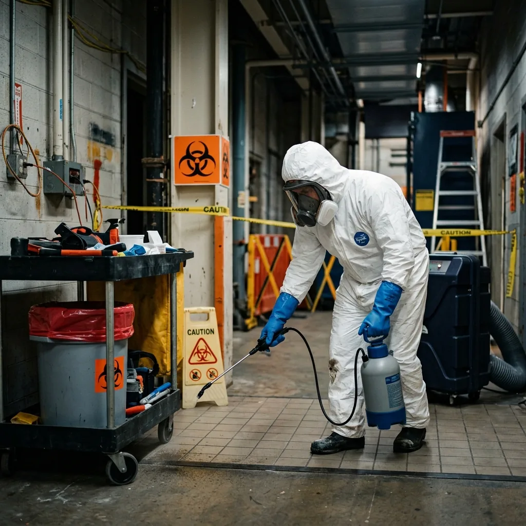 Biohazard Cleanup Blog Fort Worth - Biohazard cleanup professionals in Fort Worth TX — OSHA-certified technicians in full PPE performing professional biohazard remediation
